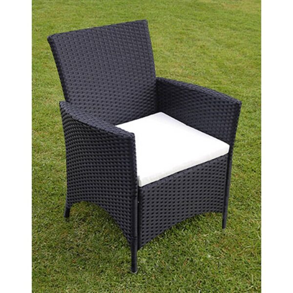 vidaXL 7 Piece Patio Dining Set with Cushions Poly Rattan Black - Image 6