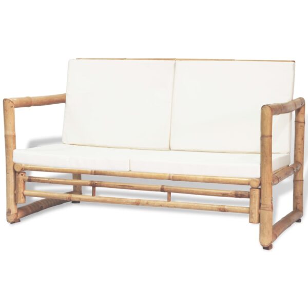 vidaXL 4 Piece Patio Lounge Set with Cushions Bamboo - Image 3