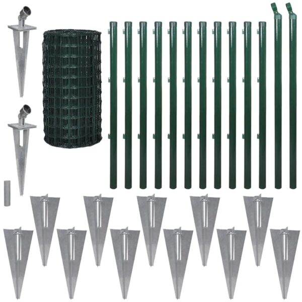 vidaXL Euro Fence Steel 82'x5.6' Green - Image 2