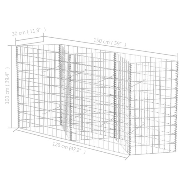 vidaXL Gabion Basket Galvanized Steel 47.2"x11.8"x39.4" - Image 6