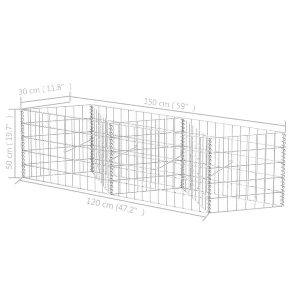 vidaXL Gabion Basket Galvanized Steel 47.2"x11.8"x19.7" - Image 6