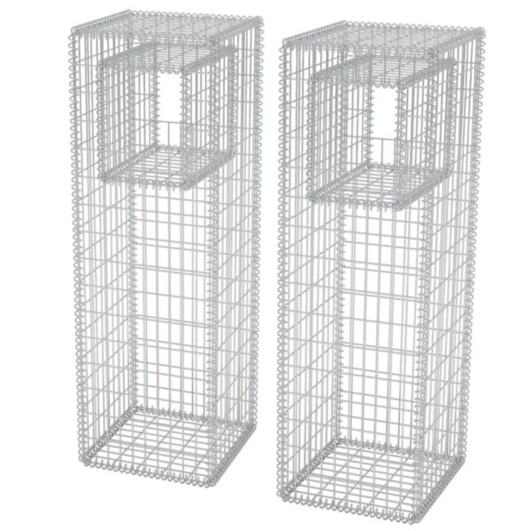 vidaXL Gabion Basket Posts/Planters 2 pcs Steel 19.7"x19.7"x63" - Image 2