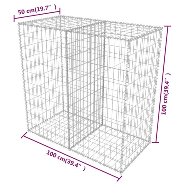 vidaXL Gabion Basket Galvanized Steel 39.4"x19.7"x39.4" - Image 7