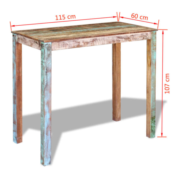 vidaXL Bar Table Solid Reclaimed Wood 45.3"x23.6"x42" - Image 8