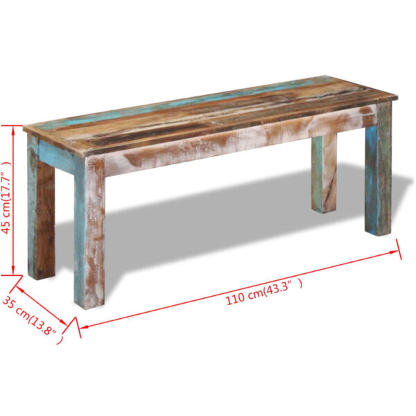 vidaXL Bench Solid Reclaimed Wood 43.3"x13.8"x17.7" - Image 8