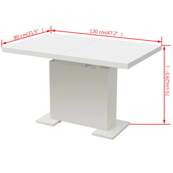 vidaXL Extendable Dining Table High Gloss White - Image 7