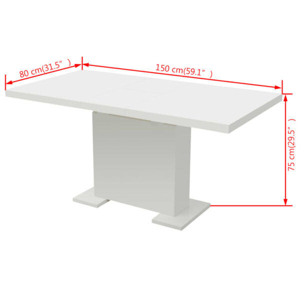 vidaXL Extendable Dining Table High Gloss White - Image 8