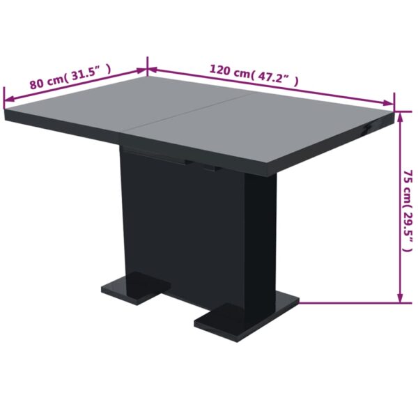 vidaXL Extendable Dining Table High Gloss Black - Image 7