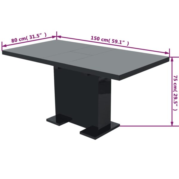 vidaXL Extendable Dining Table High Gloss Black - Image 8