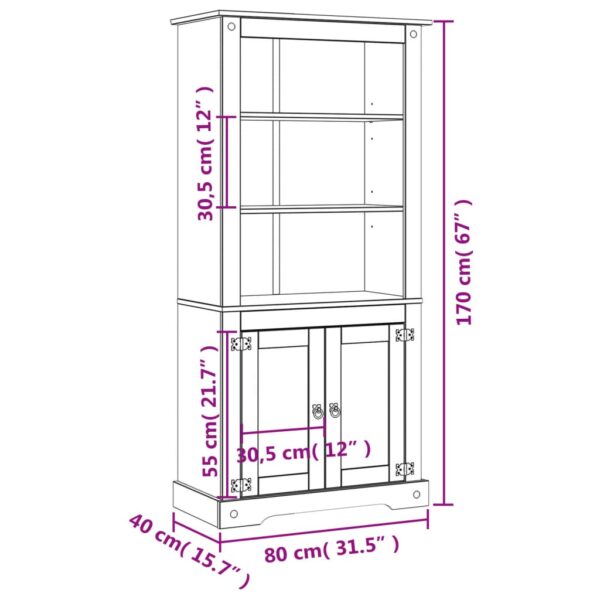 vidaXL Cupboard Mexican Pine Corona Range 31.5"x15.7"x66.9" - Image 9