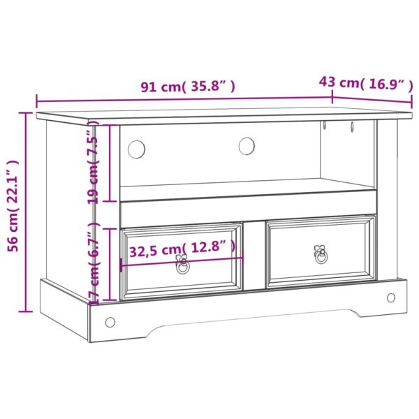 vidaXL TV Stand Mexican Pine Corona Range 35.8"x16.9"x22" - Image 9