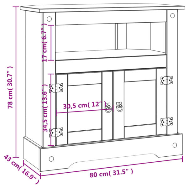 vidaXL Console Table Mexican Pine Corona Range 31.5"x16.9"x30.7" - Image 9