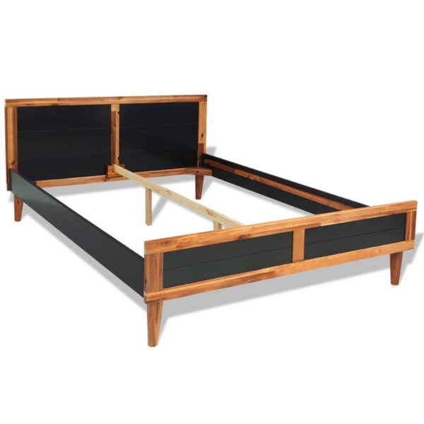 vidaXL Bed Frame Black Solid Acacia Wood 55.1"x78.7"