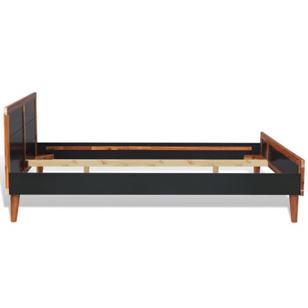 vidaXL Bed Frame Black Solid Acacia Wood 55.1"x78.7" - Image 3