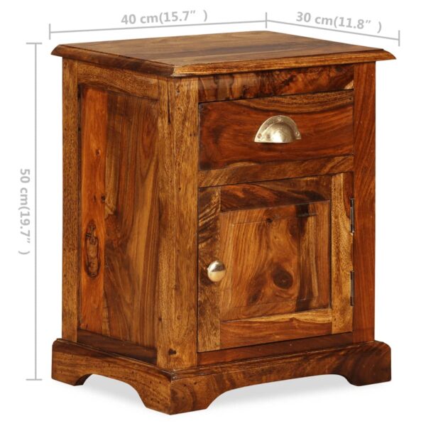 vidaXL Bedside Cabinet 15.7"x11.8"x19.7" Solid Sheesham Wood - Image 11