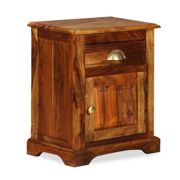 vidaXL Bedside Cabinet 15.7"x11.8"x19.7" Solid Sheesham Wood - Image 7