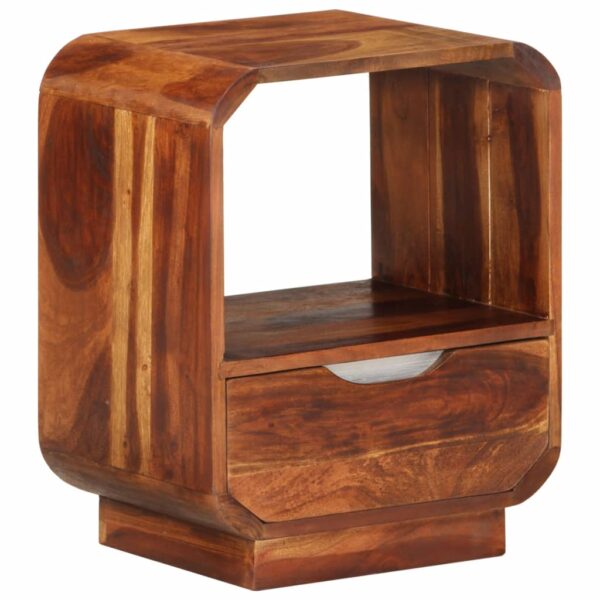 vidaXL Nightstand with Drawer Solid Sheesham Wood 15.7"x11.8"x19.7" - Image 7