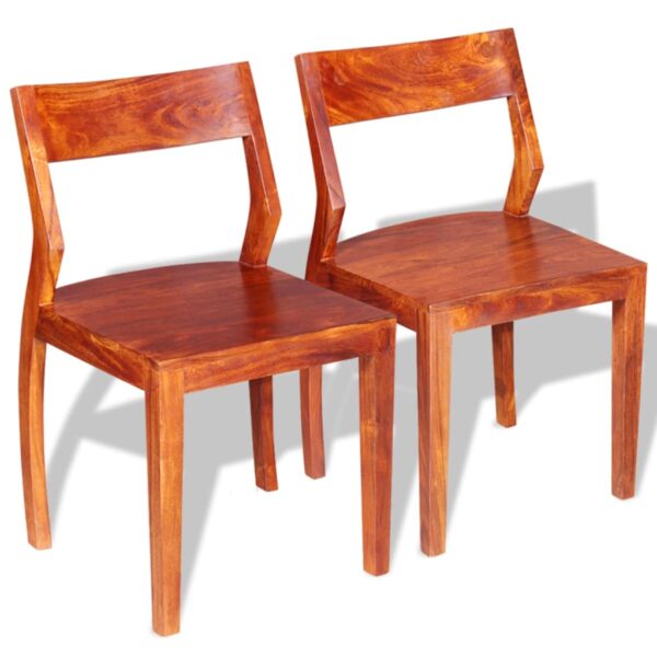 vidaXL Dining Chairs 2 pcs Solid Acacia Wood Sheesham - Image 2