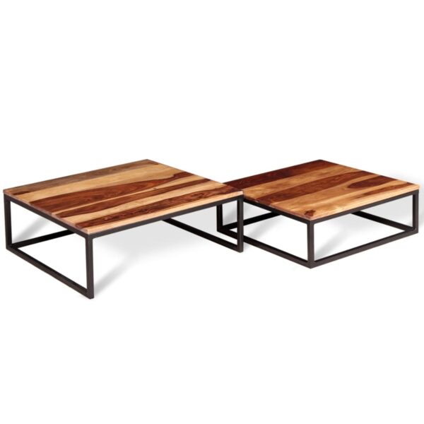 vidaXL Two Piece Nesting Coffee Table Set Solid Sheesham Wood - Image 6