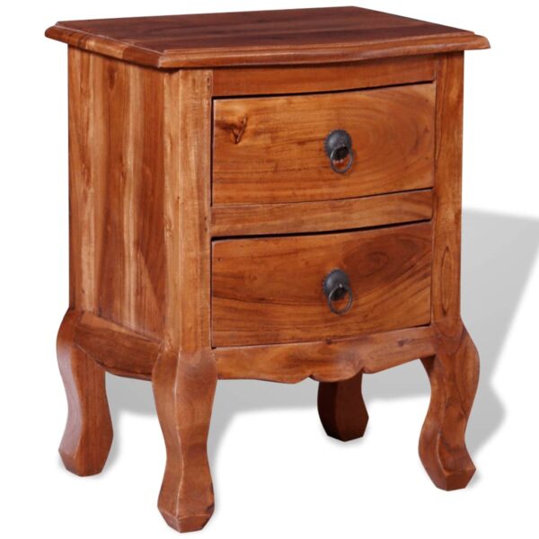 vidaXL Nightstand with Drawers Solid Acacia Wood - Image 2