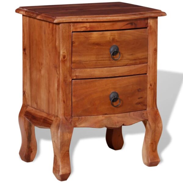 vidaXL Nightstand with Drawers Solid Acacia Wood - Image 3