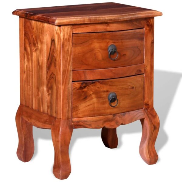 vidaXL Nightstand with Drawers Solid Acacia Wood - Image 4