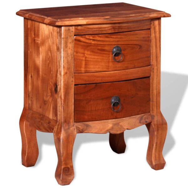 vidaXL Nightstand with Drawers Solid Acacia Wood - Image 5