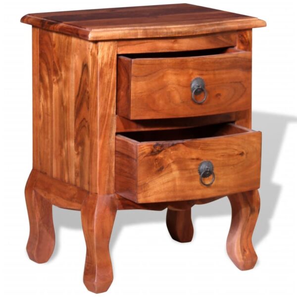 vidaXL Nightstand with Drawers Solid Acacia Wood - Image 6