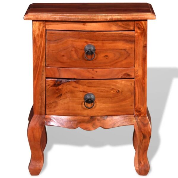 vidaXL Nightstand with Drawers Solid Acacia Wood - Image 7