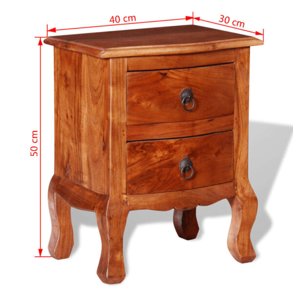 vidaXL Nightstand with Drawers Solid Acacia Wood - Image 10