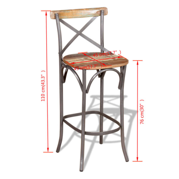 vidaXL Bar Chair Solid Reclaimed Wood - Image 9