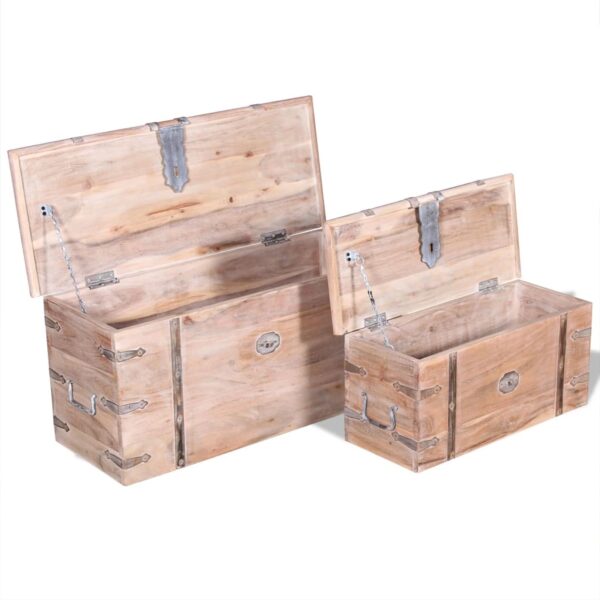 vidaXL Two Piece Storage Chest Set Acacia Wood - Image 7