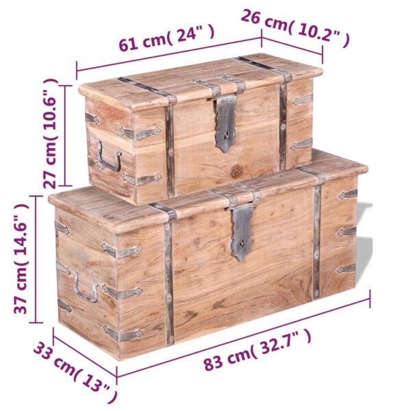 vidaXL Two Piece Storage Chest Set Acacia Wood - Image 8