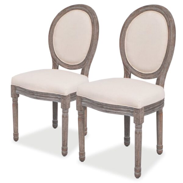 vidaXL Dining Chairs 2 pcs Cream Fabric