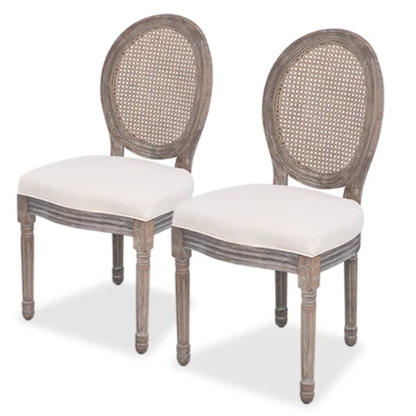 vidaXL Dining Chairs 2 pcs Cream Fabric