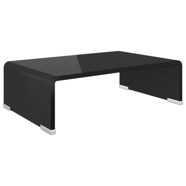 vidaXL TV Stand/Monitor Riser Glass Black 15.7"x9.8"x4.3" - Image 2