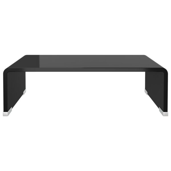 vidaXL TV Stand/Monitor Riser Glass Black 15.7"x9.8"x4.3" - Image 3