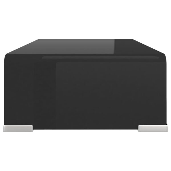 vidaXL TV Stand/Monitor Riser Glass Black 15.7"x9.8"x4.3" - Image 4