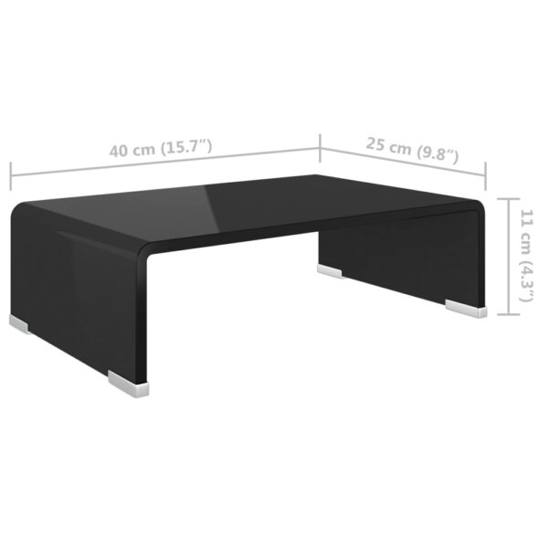 vidaXL TV Stand/Monitor Riser Glass Black 15.7"x9.8"x4.3" - Image 6