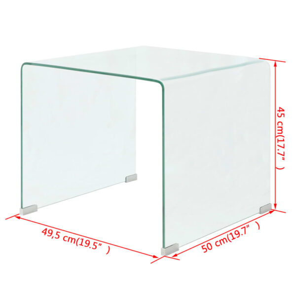 vidaXL Coffee Table Tempered Glass 19.5"x19.7"x17.7" Clear - Image 6