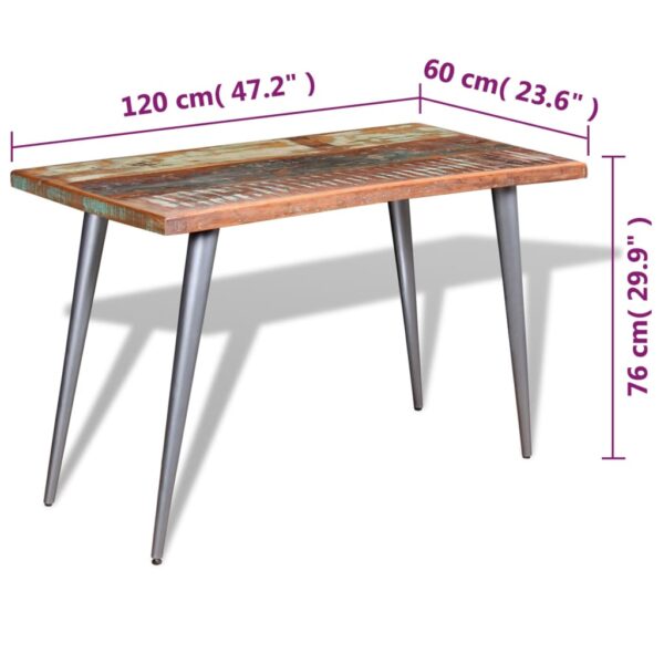 vidaXL Dining Table Solid Reclaimed Wood 47.2"x23.6"x30" - Image 9