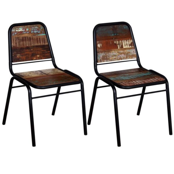 vidaXL Dining Chairs 2 pcs Solid Reclaimed Wood - Image 2