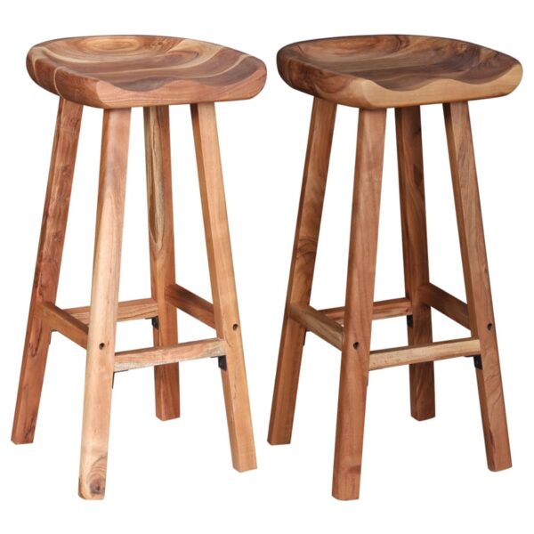 vidaXL Bar Stools 2 pcs Solid Acacia Wood - Image 2