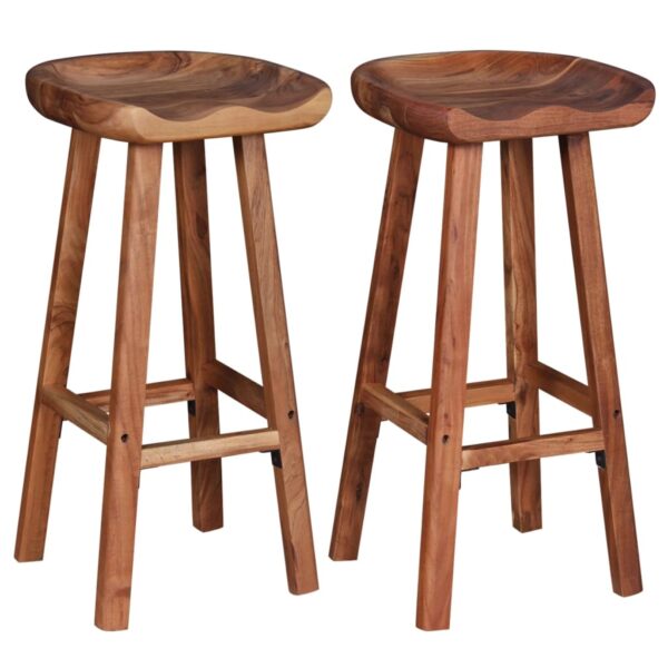 vidaXL Bar Stools 2 pcs Solid Acacia Wood - Image 3