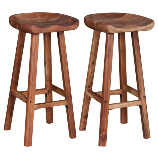 vidaXL Bar Stools 2 pcs Solid Acacia Wood - Image 4