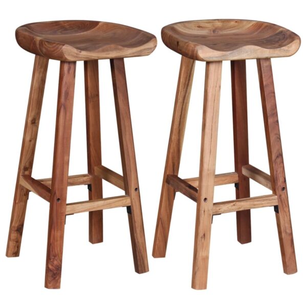 vidaXL Bar Stools 2 pcs Solid Acacia Wood - Image 5