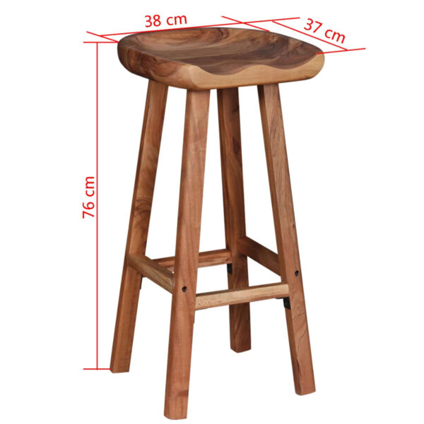 vidaXL Bar Stools 2 pcs Solid Acacia Wood - Image 9