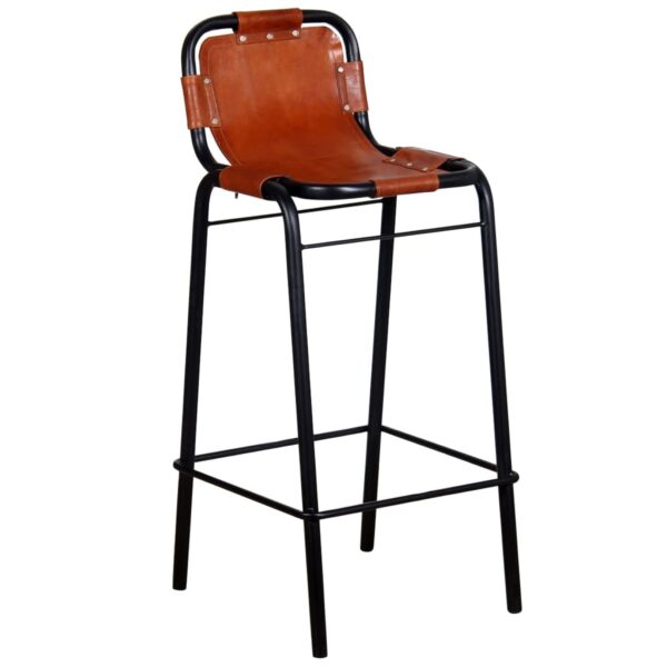 vidaXL Bar Stools 2 pcs Real Leather - Image 2