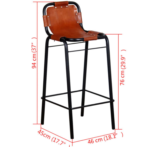 vidaXL Bar Stools 2 pcs Real Leather - Image 5