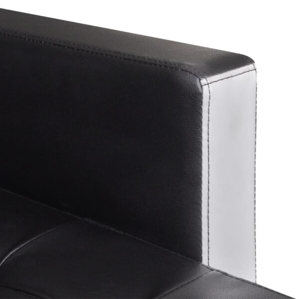 vidaXL L-shaped Sofa Bed Artificial Leather Black and White - Image 10